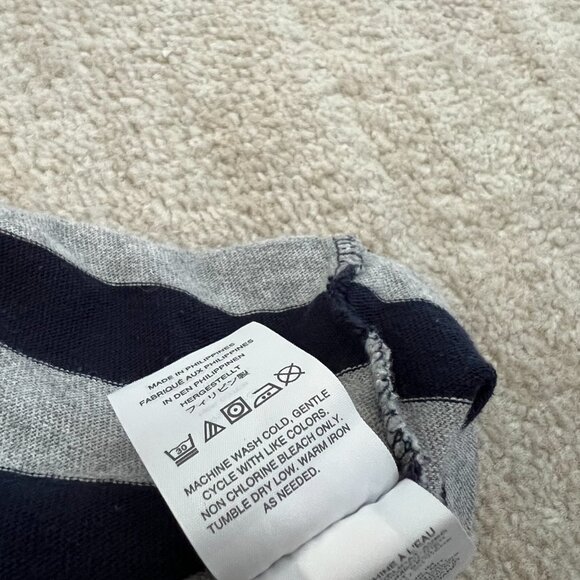 J. Crew Deck Striped Blue and Gray Cotton Long Sleeve Turtleneck Knit Top L - Picture 9 of 9